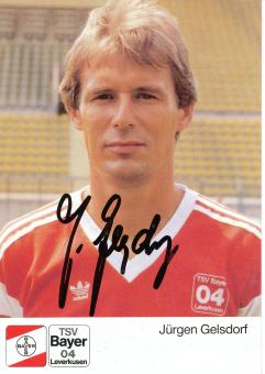 Jürgen Gelsdorf  1.8.1989  Bayer 04 Leverkusen Fußball Autogrammkarte original signiert 
