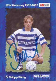 Philipp Bönig  2002/2003  MSV Duisburg  Fußball Autogrammkarte original signiert 