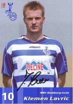 Klemen Lavric  2005/2006  MSV Duisburg  Fußball Autogrammkarte original signiert 