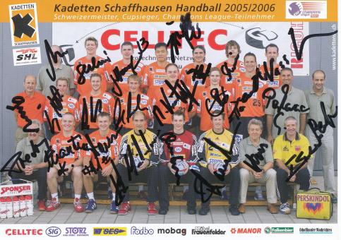Kadetten Schaffhausen  2005/2006  Handball  Mannschaftskarte original signiert 