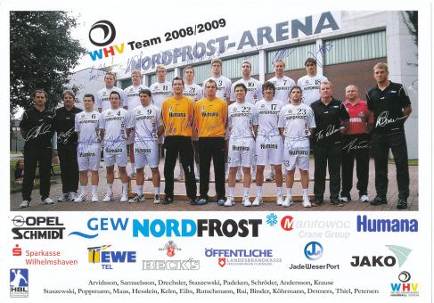 WHV Wihlhelmshaven  2008/2009 Handball Mannschaftskarten Druck signiert 
