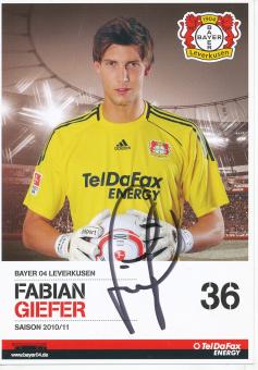 Fabian Giefer  2010/2011  Bayer 04 Leverkusen  Fußball Autogrammkarte original signiert 