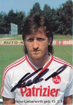 Dieter Lieberwirth   1986/1987  FC Nürnberg  Fußball Autogrammkarte original signiert 