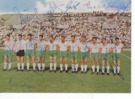 SV Werder Bremen  1965  Fußball Mannschaftskarte  16 x original signiert 