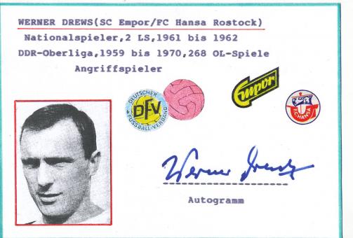 Werner Drews   DDR  Fußball Autogramm Karte  original signiert 