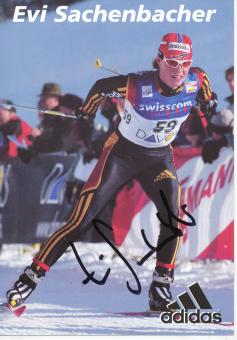 Evi Sachenbacher  Ski Langlauf  Autogrammkarte original signiert 