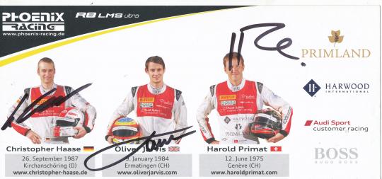 Oliver & Jarvis & Harold Primat & Christopher Haase  Audi  Auto Motorsport  Autogrammkarte  original signiert 
