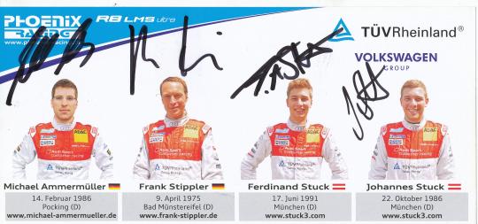 Ammermüller & Stippler & Ferdinand & Johannes Stuck  Audi  Auto Motorsport  Autogrammkarte  original signiert 