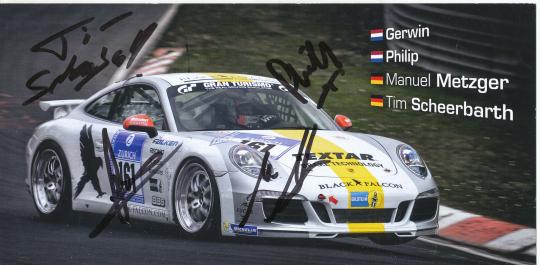 Gerwin & Philip & Metzger & Scheerbarth   Auto Motorsport  Autogrammkarte  original signiert 