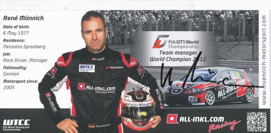Rene Münnich  Auto Motorsport  Autogrammkarte  original signiert 