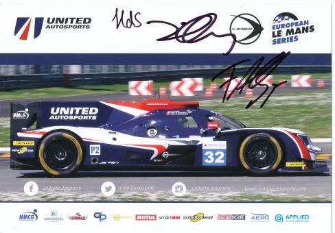 Hugo de Sadeleer & Will Owen & Filipe Albuquerque  Auto Motorsport 15 x 21 cm Autogrammkarte  original signiert 