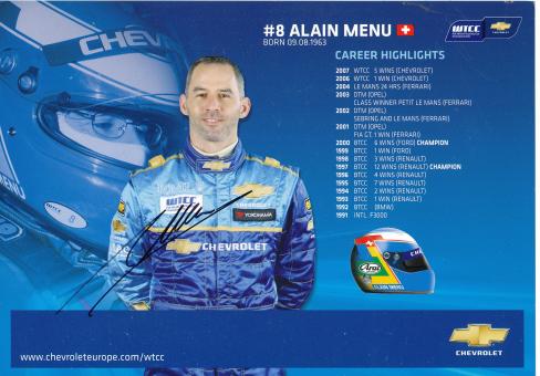 Alain Menu  Chevrolet  Auto Motorsport 15 x 21 cm Autogrammkarte  original signiert 