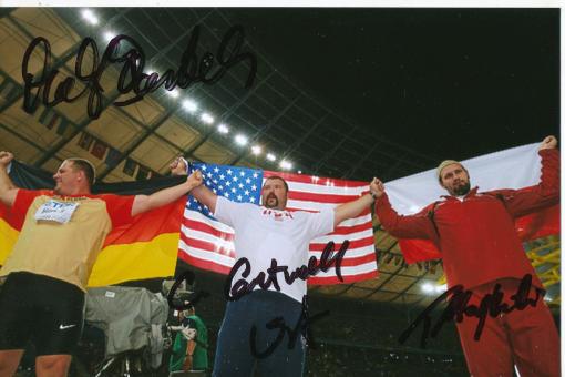 Christian Cantwell & Tomasz Majewski & Ralf Bartels  Leichtathletik  Autogramm Foto original signiert 