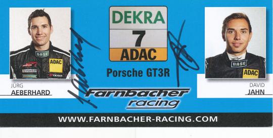 Jürg Aeberhard & David Jahn  Porsche  Auto Motorsport  Autogrammkarte original signiert 