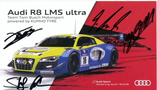 Dennis & Marc Busch & Manuel lauck & Steffan Landmann  Audi  Auto Motorsport  Autogrammkarte original signiert 