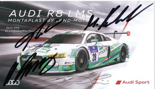 Marc Basseng & Mike Rockenfeller & De Phillippi & Timo Scheider  Audi  Auto Motorsport  Autogrammkarte original signiert 