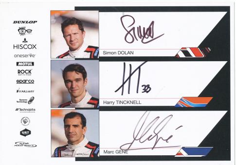 Marc Gene  & Harry Tincknell & Simon Dolan  Auto Motorsport  Autogrammkarte original signiert 