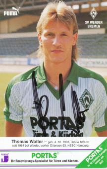 Thomas Wolter  SV Werder Bremen  Fußball  Autogrammkarte original signiert 