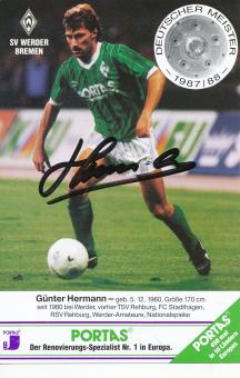 Günter Hermann  1987/1988  SV Werder Bremen  Fußball  Autogrammkarte original signiert 