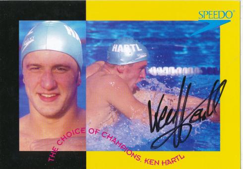 Ken Hartl  Schwimmen  Autogrammkarte  original signiert 