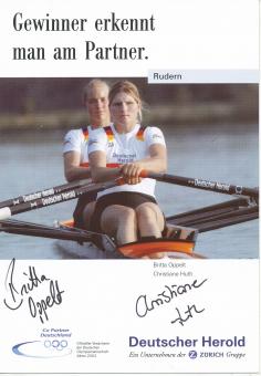 Britta Oppelt & Christiane Huth  Rudern  Autogrammkarte original signiert 
