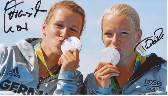 Tina Dietze & Franziska Weber  Rudern  Autogramm Foto original signiert 