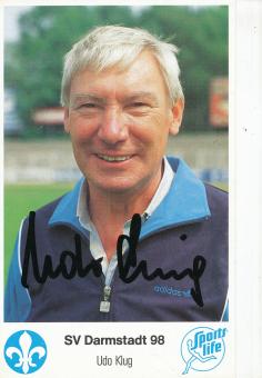 Udo Klug † 2000  SV Darmstadt  Fußball Autogrammkarte original signiert 