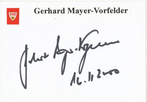 Gerhard Mayer Vorfelder † 2015  VFB Stuttgart  Fußball Autogramm Karte  original signiert 