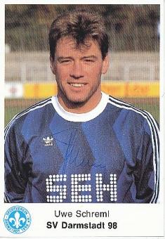 Uwe Schreml   1988/1989  SV Darmstadt 98  Fußball  Autogrammkarte original signiert 