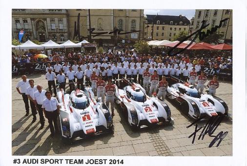 Bonanomi & Albuquerque & Jarvis  2014  Audi Le Mans   Auto  Motorsport  Autogramm 13 x 18 cm Foto original signiert 
