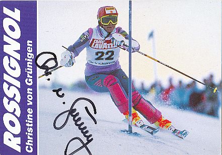 Christine von Grüningen   Schweiz  Ski Alpin  Autogrammkarte original signiert 