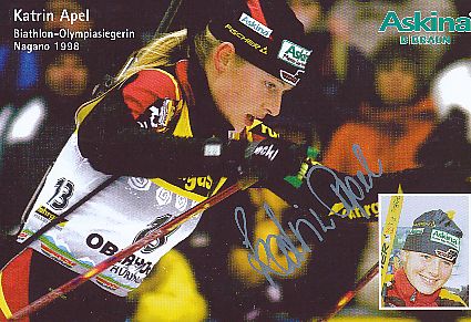Katrin Apel  Biathlon  Autogrammkarte original signiert 