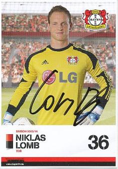 Niklas Lomb  2013/14  Bayer 04 Leverkusen  Fußball  Autogrammkarte original signiert 