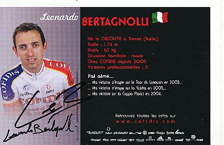 Leonardo Bertagnolli  Team Cofidis Radsport  Autogrammkarte original signiert 