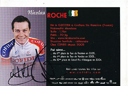 Nicolas Roche  Team Cofidis Radsport  Autogrammkarte original signiert 