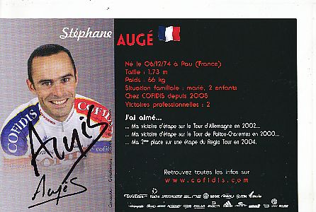 Stephane Auge  Team Cofidis Radsport  Autogrammkarte original signiert 