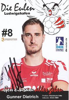Gunner Dietrich  Die Eulen Ludwigshafen  Handball Autogrammkarte original signiert 