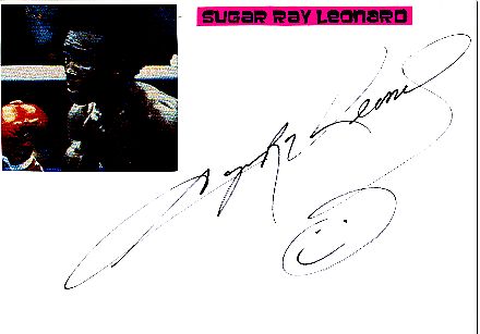 Sugar Ray Leonard   USA Weltmeister  Boxen  Autogramm Karte original signiert 