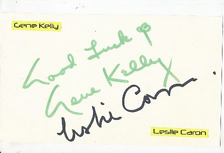 Gene Kelly † 1996 & Leslie Caron  Film+ TV  Autogramm Karte original signiert 