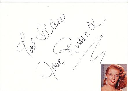 Jane Russell † 2001  Film & TV Autogramm Karte original signiert 