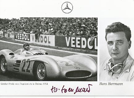 Hans Herrmann  Mercedes  Formel 1 Auto Motorsport  Autogramm Foto original signiert 