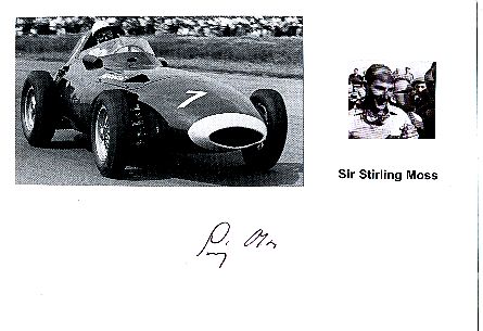Stirling Moss † 2020  Formel 1  Auto Motorsport  Autogramm Karte  original signiert 