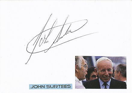 John Surtees † 2017 GB  Weltmeister  Formel 1  Auto Motorsport  Autogramm Karte  original signiert 