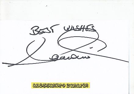 Alessandro Zanardi  Italien  Formel 1  Auto Motorsport  Autogramm Karte  original signiert 