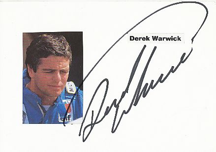Derek Warwick  GB  Formel 1  Auto Motorsport  Autogramm Karte  original signiert 