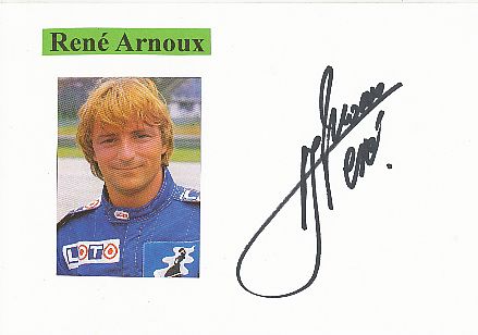Rene Arnoux  Frankreich  Formel 1  Auto Motorsport  Autogramm Karte  original signiert 