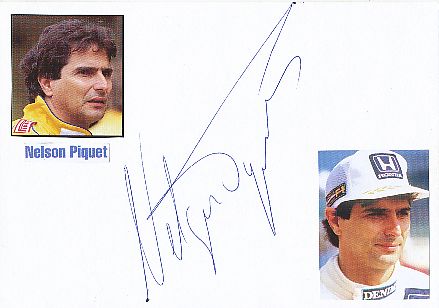 Nelson Piquet  Weltmeister  Formel 1  Auto Motorsport  Autogramm Karte  original signiert 
