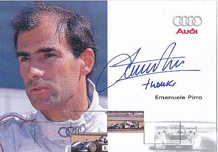 Emanuele Pirro  Audi  Auto Motorsport  Autogrammkarte  original signiert 