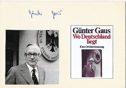 Günter Gaus † 2004  Politik Autogramm Karte original signiert 