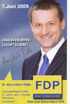 Hans Ulrich Rülke  FDP   Politik Autogrammkarte  original signiert 